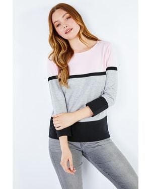 Roman Colour Block Ribbed Jumper - White