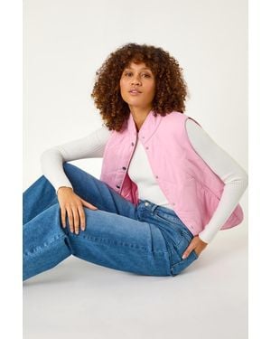 Roman Diamond Quilted Funnel Neck Gilet - Blue