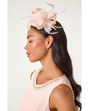 Roman Fascinator Clip Headband - Pink