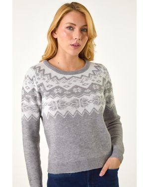 D.u.s.k Snowflake Jacquard Knit Jumper - Grey