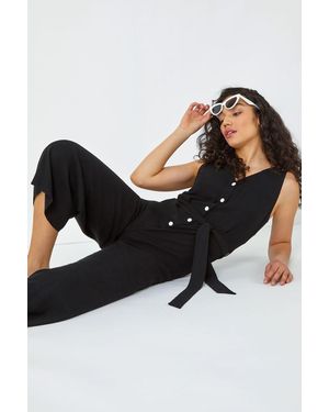 D.u.s.k Sleeveless Linen Blend Jumpsuit - Brown