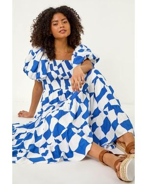 D.u.s.k Geo Print Tiered Dress - Blue