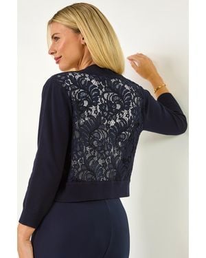 Roman Petite Lace Back Bolero Cardigan - Blue