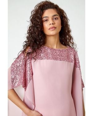 Roman Sequin Embellished Chiffon Overlay Top - Multicolour