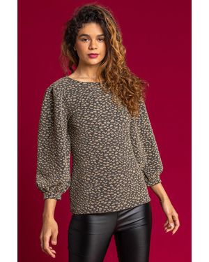 Roman Shimmer Animal Jacquard Print Top - Metallic