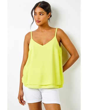 Roman Layered Chiffon Cami Vest Top - Yellow