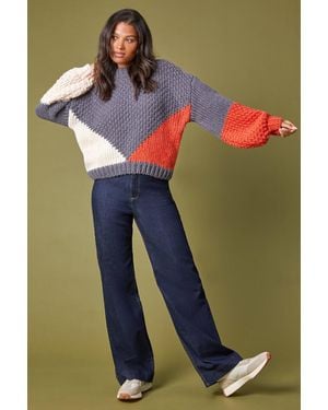 Lilly-and-Hope Chunky Knit Balloon Sleeve Jumper - Grey
