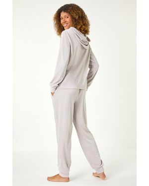 Roman Velour Hoodie Lounge Set - White