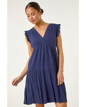 Roman Petite Frill Short Dress - Blue