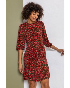 D.u.s.k Ditsy Floral Ruched Frill Dress - Red