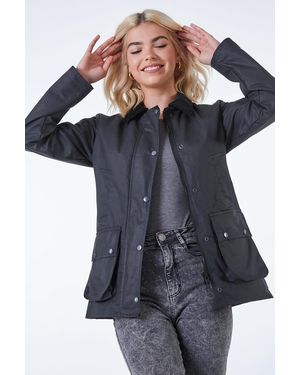 D.u.s.k Checked Lined Wax Coat - Black
