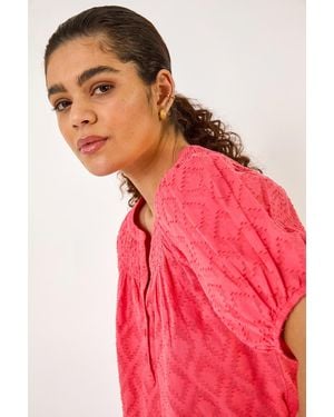 Roman Shirred Neck Textured Top