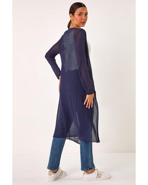 Roman Waterfall Knit Longline Cardigan - Blue