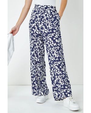 D.u.s.k Leaf Print Wide Leg Trouser - White