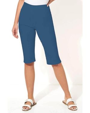 Roman Stretch Knee Length Elastic Waist Shorts - Blue