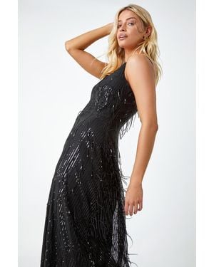D.u.s.k Sequin Tassel Midi Stretch Dress - Black