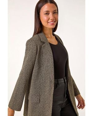 Roman Longline Textured Jersey Blazer - Brown