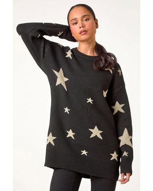Roman Petite Metallic Star Print Jumper - Black