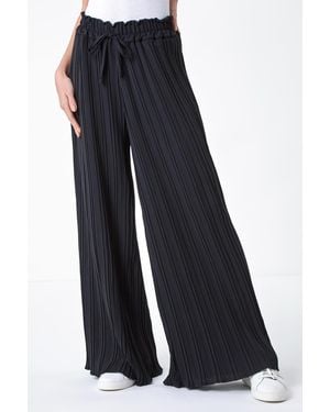 Roman Pleated Tie Waist Stretch Trousers - White