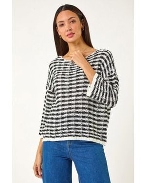 Roman Contrast Stitch Knit Jumper - Blue