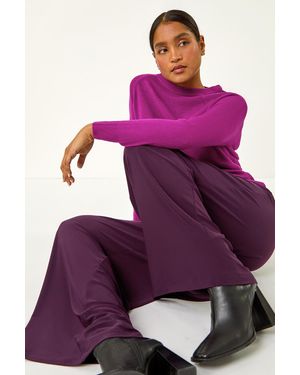 Roman Wide Leg Stretch Trousers - Purple