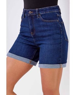 Roman Stretch Denim Mom Shorts - Blue