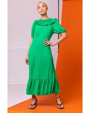 D.u.s.k Frill Collar Detail Midi Dress - Green
