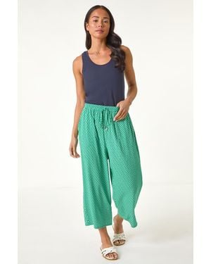 Roman Petite Geometric Cropped Trouser - Green