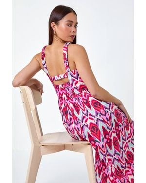 Roman Petite Aztec Stretch Back Maxi Dress - Pink