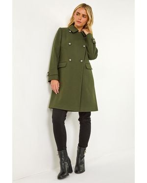 Roman Petite Double Breasted Military Coat - Green