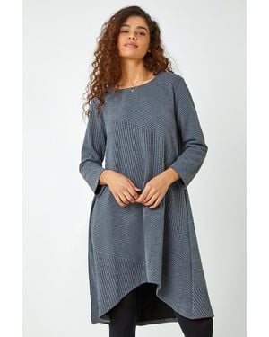 Roman Ribbed Asymmetric Stretch Jersey Dress - Blue