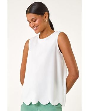 Roman Scalloped Hem Vest Top - White