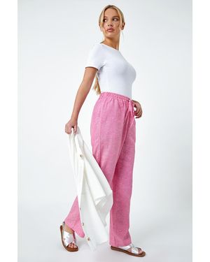 Roman Petite Linen Mix Wide Leg Trousers - Red
