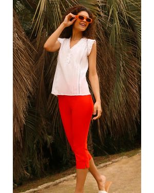 Roman Cropped Stretch Trouser - Orange