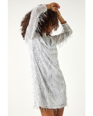 D.u.s.k All Over Fringe Shift Dress - Metallic