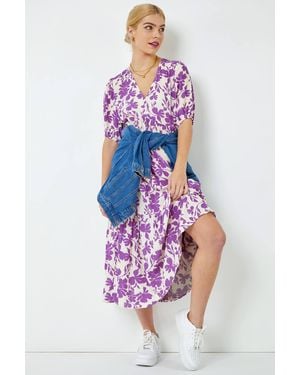 D.u.s.k Floral Tiered Midi Smock Dress - White