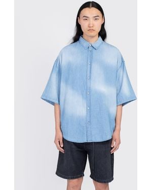 Acne Studios Button-Up Shirt Logo Stamp - Blue