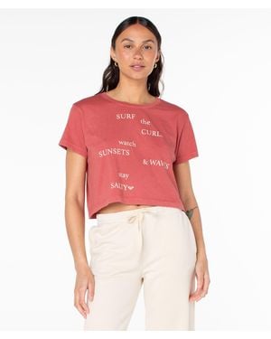 Roxy Surf Poem Cropped Boxy Tee - Red