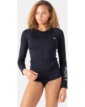 Roxy New Essentials Long Sleeve Zip Rashguard - Blue