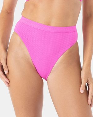 Roxy Haleiwa Banded High Waist Moderate Bikini Bottom - Purple