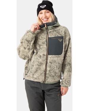 Roxy Everest Hooded Sherpa Jacket - Natural