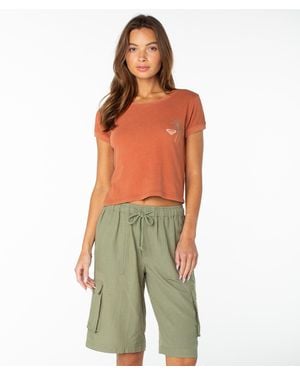 Roxy Spanish Summer Cropped Baby Tee - Red