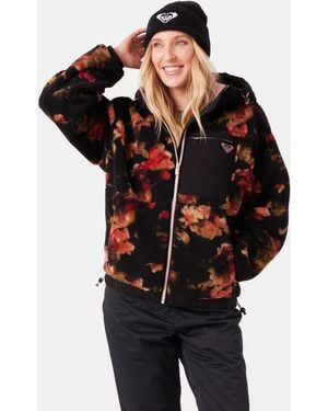 Roxy Everest Hooded Sherpa Jacket - Black