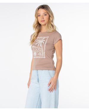 Roxy Palm Poster 90S Baby Tee - White