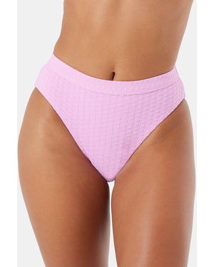 Roxy Haleiwa Banded High Waist Moderate Bikini Bottom - Purple