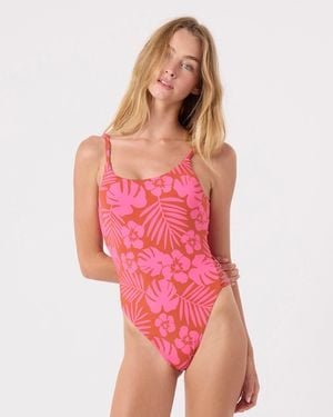 Roxy Sun Chasers Lattice One Piece Moderate Swimsuit - Pink