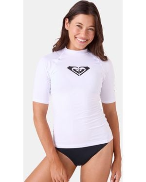 Roxy Whole Hearted Short Sleeve Rashguard - White