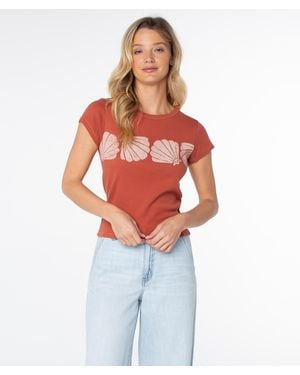 Roxy Shell Band 90S Baby Tee - Red