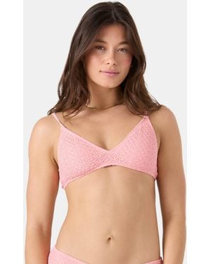 Roxy Crochet Athletic Triangle Bikini Top - Pink