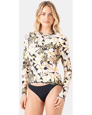 Roxy Tropical Sea Skippin Long Sleeve Rashguard - White